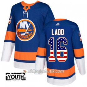 Barn Ishockey New York Islanders Tröja Andrew Ladd 16 Adidas 2017-2018 Blå USA Flag Fashion Authentic